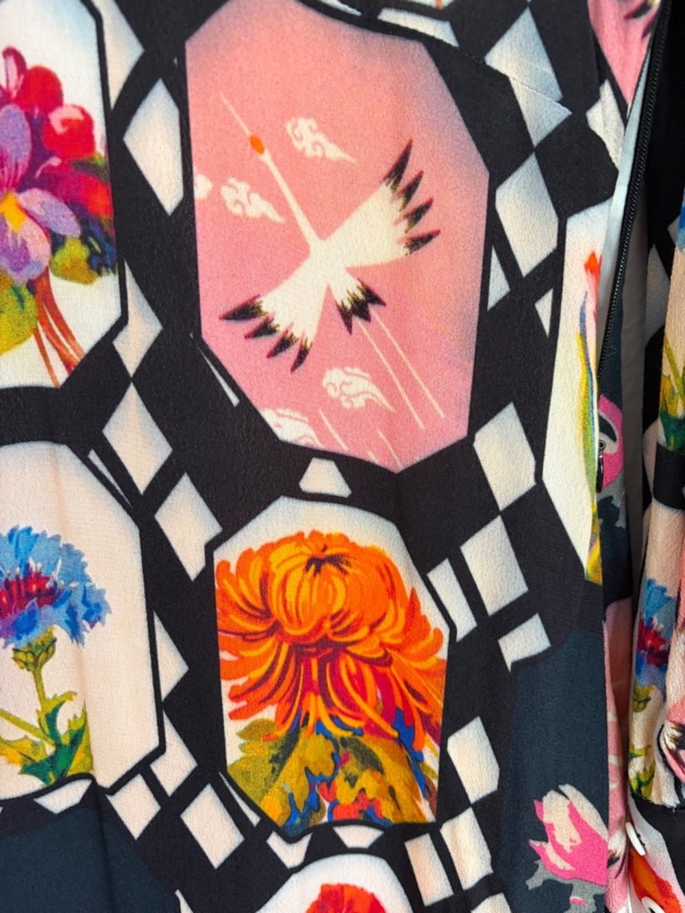Collector's Item Floral Print Dress Featured in Italian Textile Design Size S-M